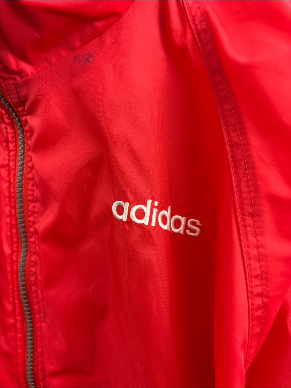 Vintage Adidas Hooded Windbreaker Jacket Red & White Size Large Men’s - Picture 3 of 9